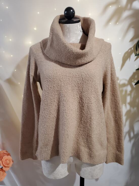 Barefoot Dreams Sweaters - Barefoot Dreams Ecochic Cowl Neck Pullover Sweater Womens Size XS Camel Beige